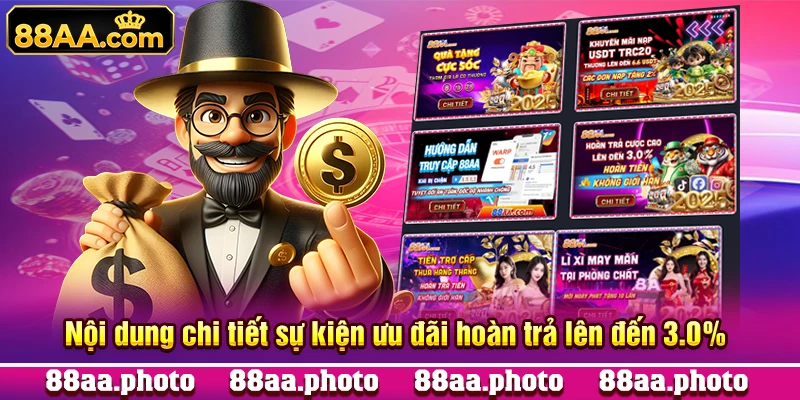 Nội dung chi tiết sự kiện ưu đãi hoàn trả lên đến 3.0% 